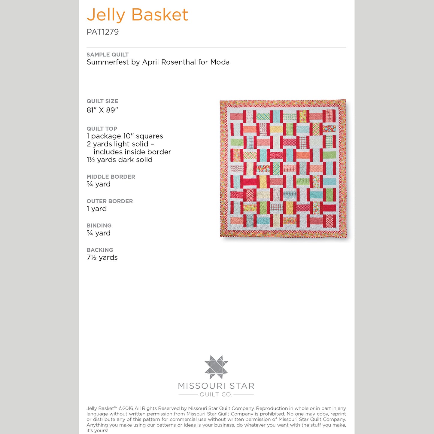 Digital Download - Jelly Basket Quilt Pattern by Missouri Star Alternative View #1