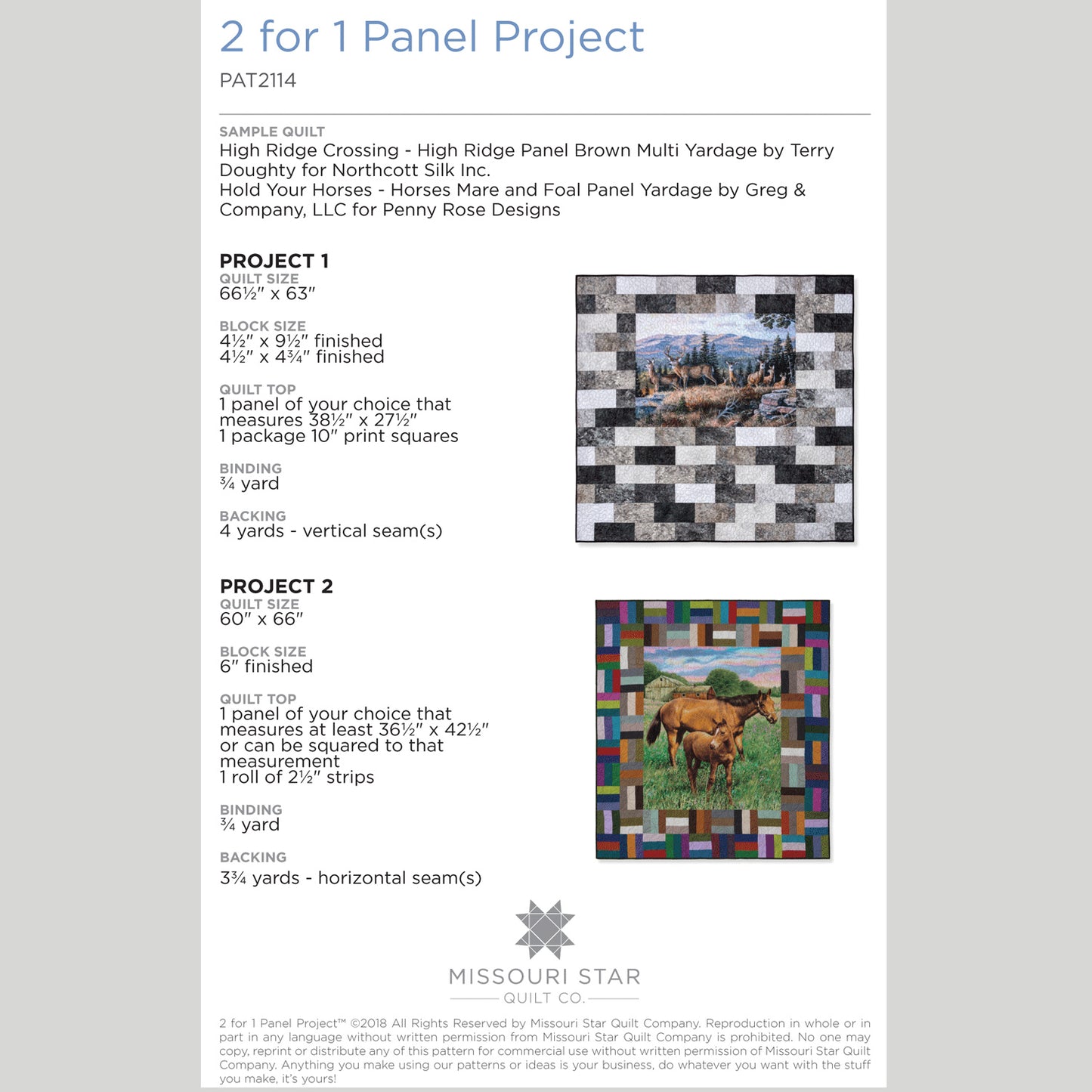Digital Download - 2 for 1 Panel Project Pattern by Missouri Star Alternative View #1