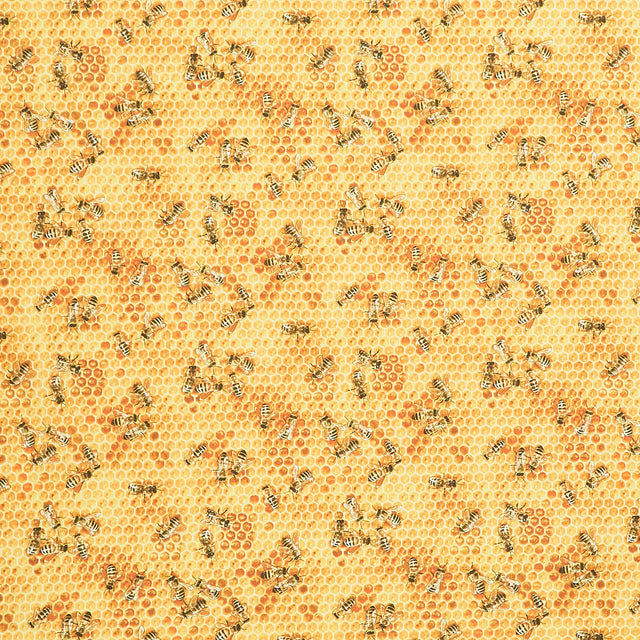Flowers (Elizabeth's Studio) - Bees and Honeycomb Honey Yardage Primary Image