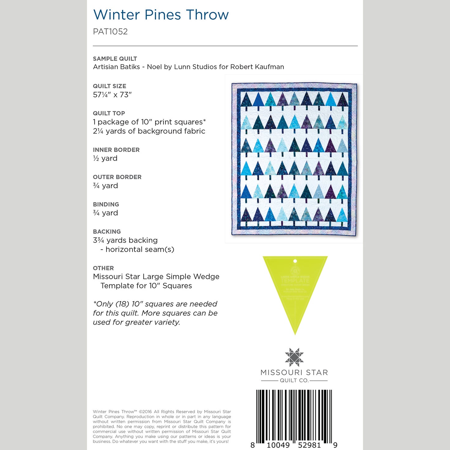 Digital Download - Winter Pines Quilt Pattern by Missouri Star Alternative View #1