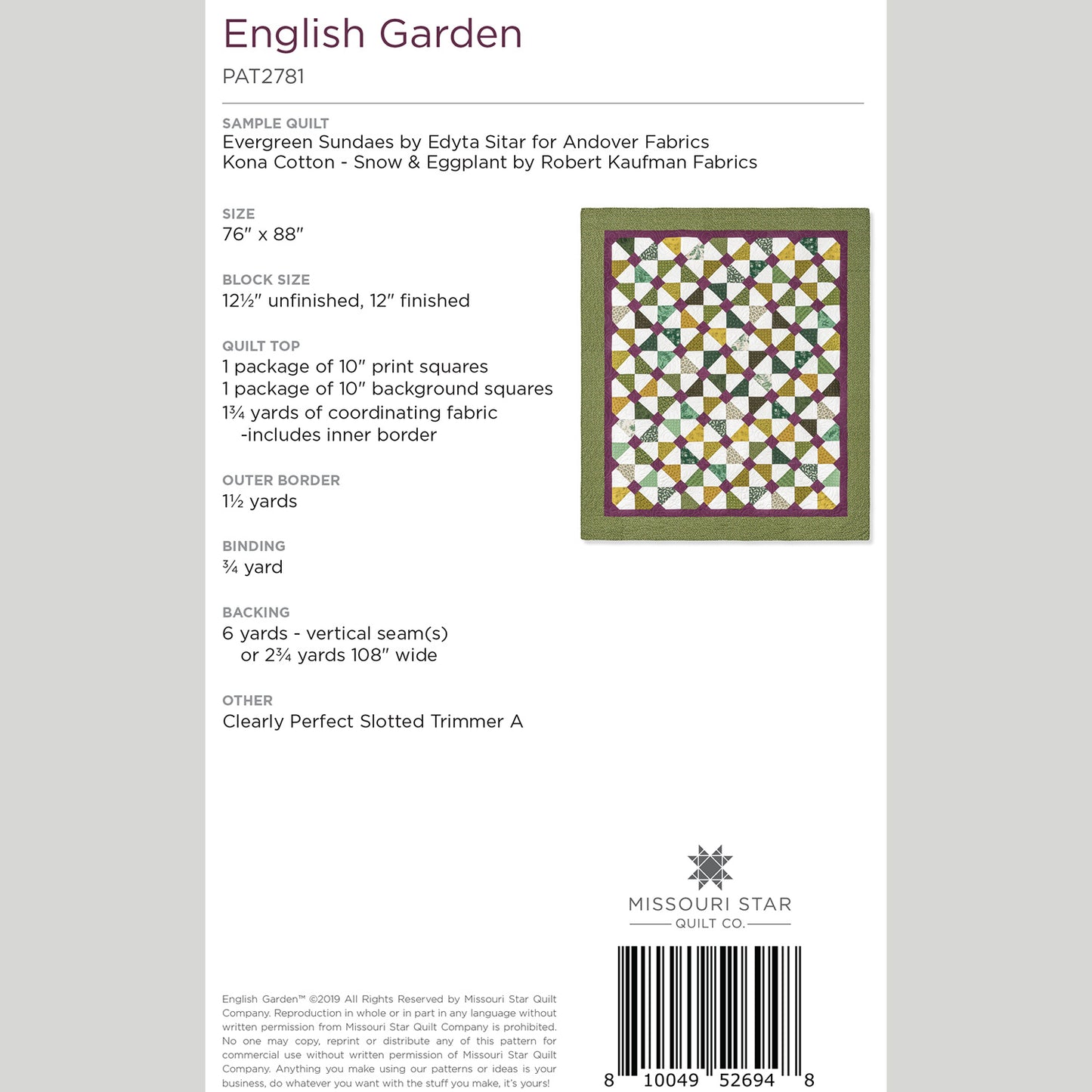 Digital Download - English Garden Quilt Pattern by Missouri Star Alternative View #1