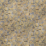 Gustav Klimt - Swirls Charcoal Metallic Yardage Primary Image