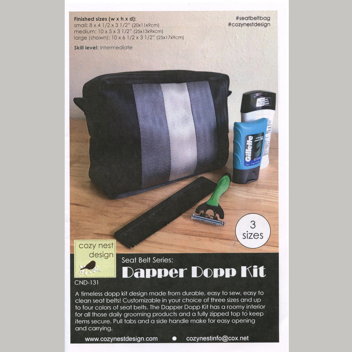 Dapper Dopp Seat Belt Kit - Large Black & Grey Alternative View #2