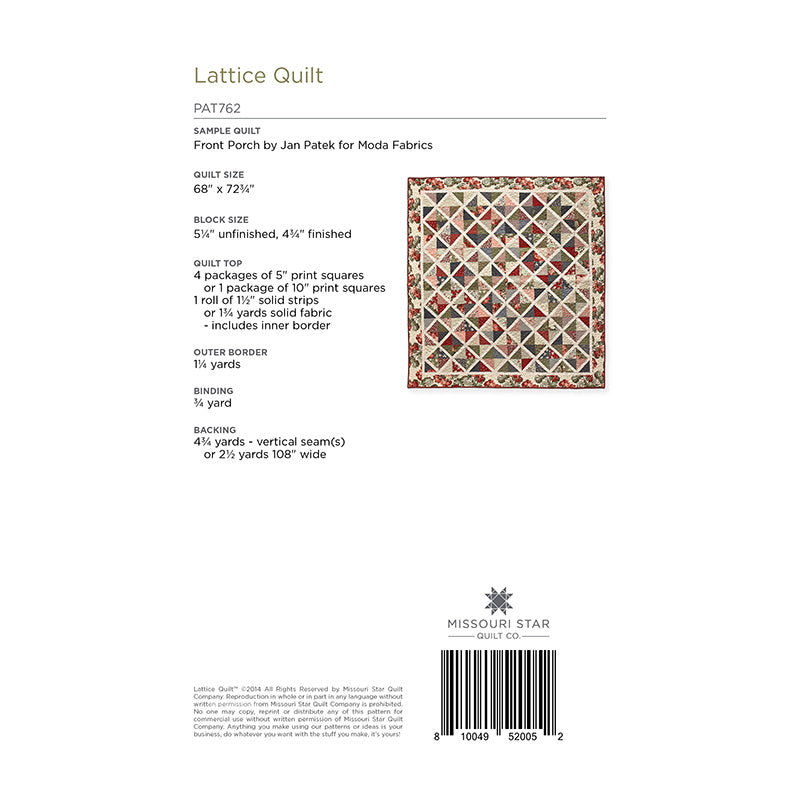 Lattice Quilt Pattern by Missouri Star Alternative View #1