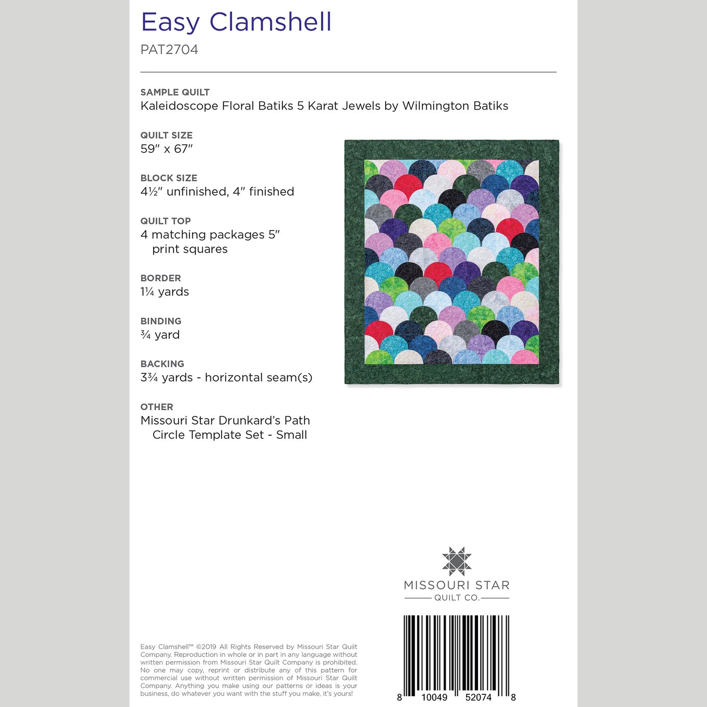Digital Download - Easy Clamshell Quilt Pattern by Missouri Star Alternative View #1