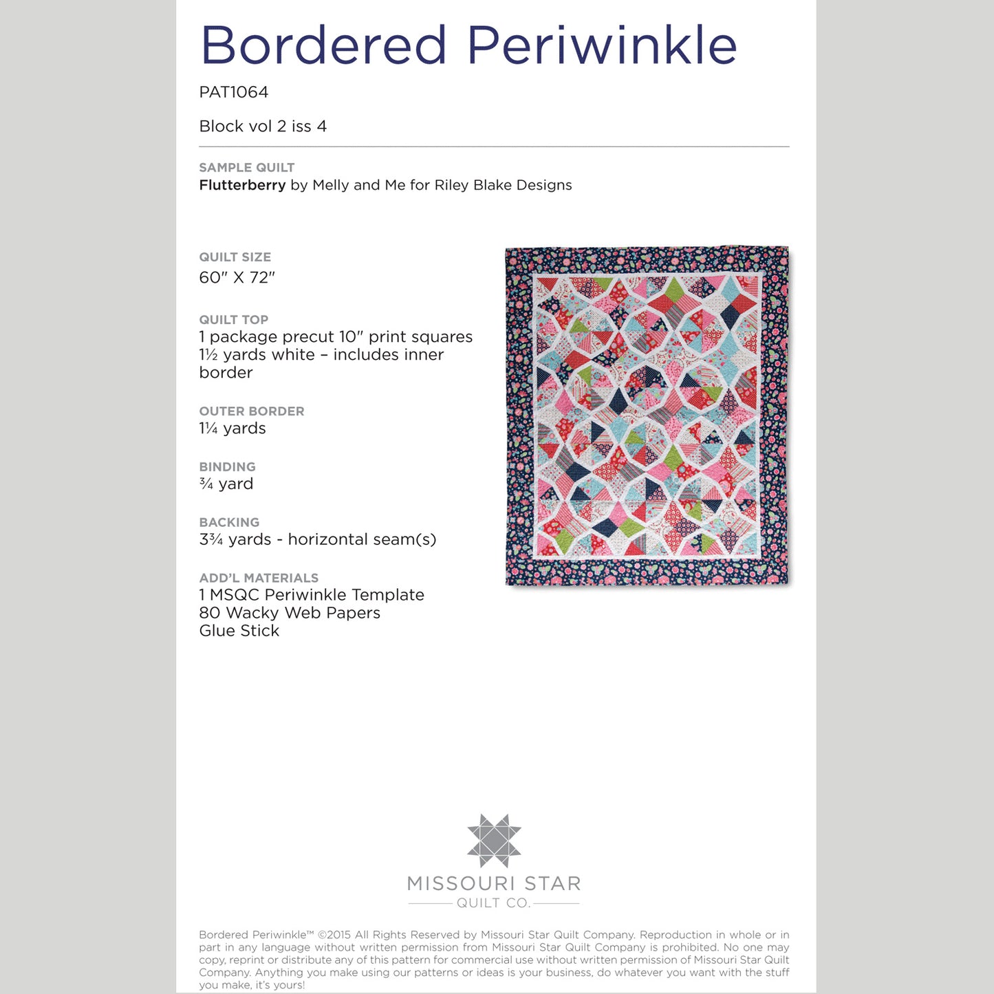 Digital Download - Bordered Periwinkle Quilt Pattern by Missouri Star Alternative View #1