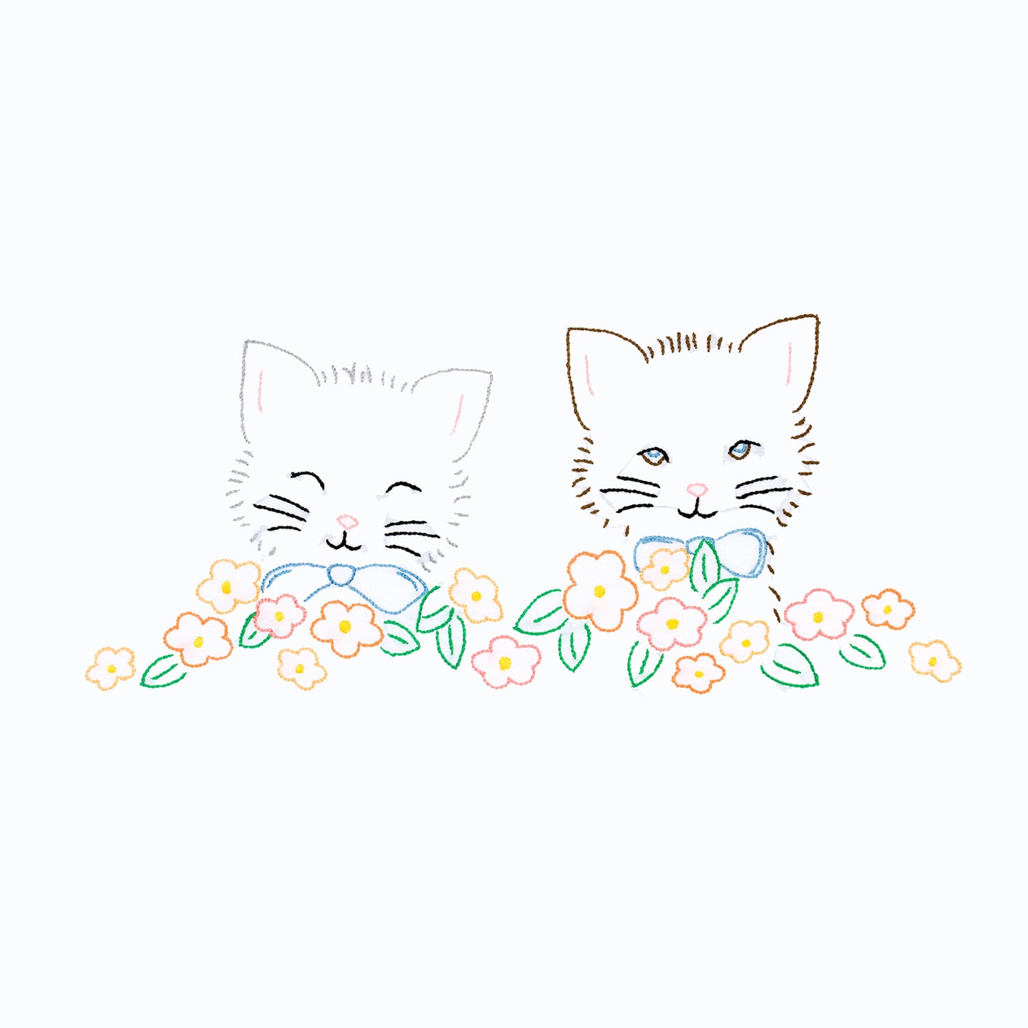 Kittens Embroidery Pillowcase Set Alternative View #1