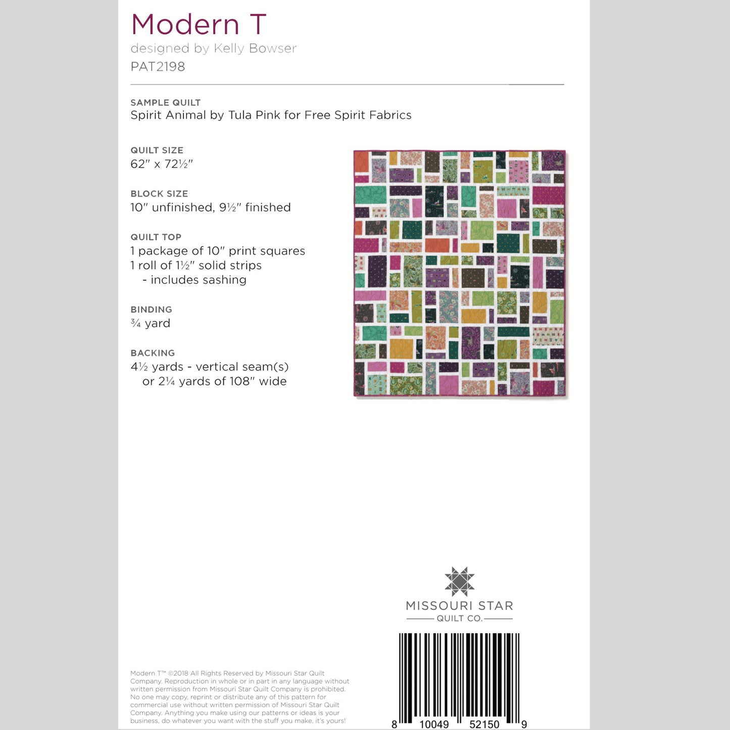 Digital Download - Modern T Quilt Pattern by Missouri Star Alternative View #1