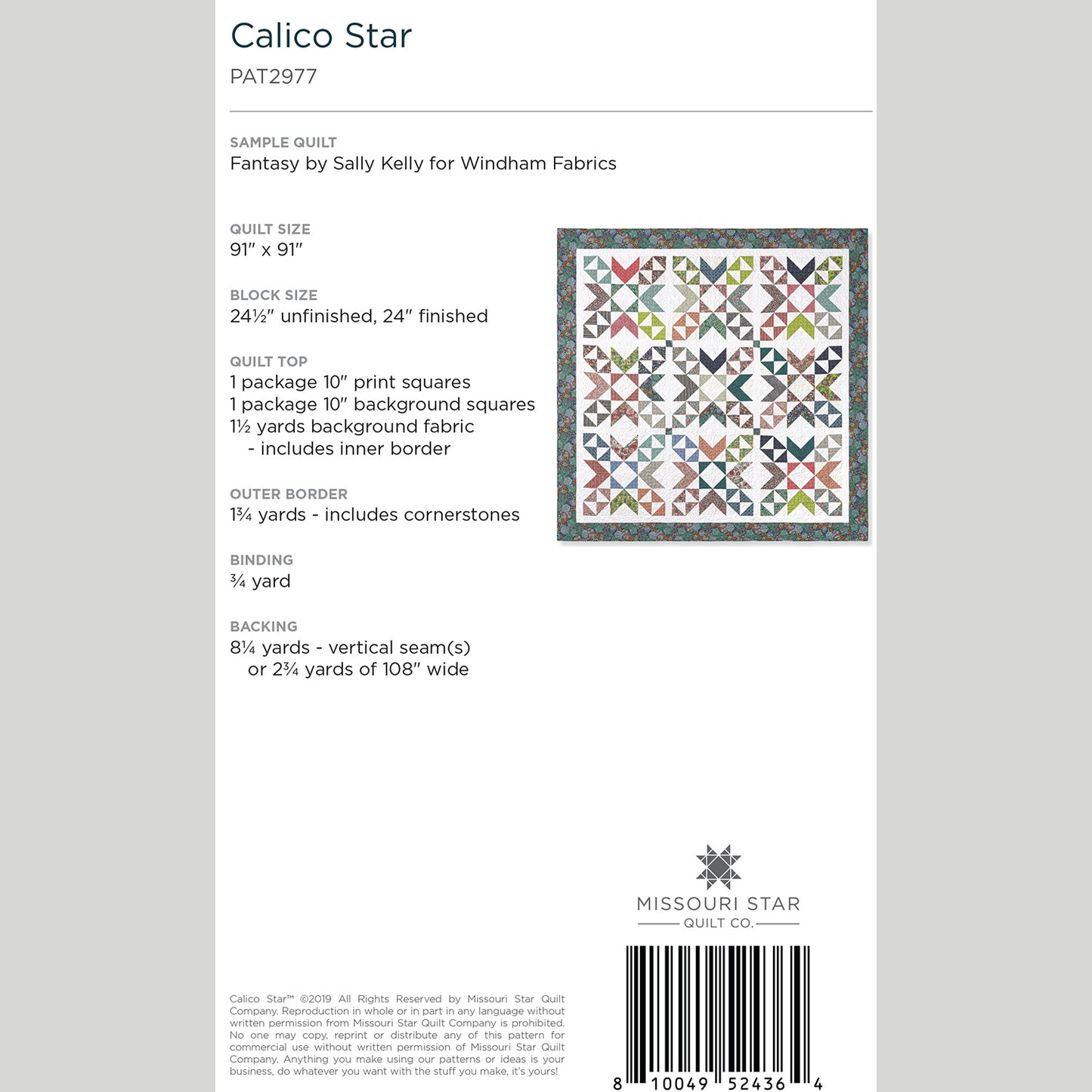 Digital Download - Calico Star Pattern by Missouri Star Alternative View #1