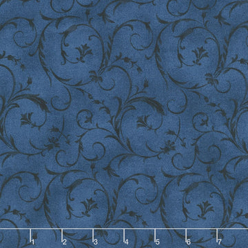 Beautiful Backings - Elegant Scroll Midnight Blue 108" Wide Backing