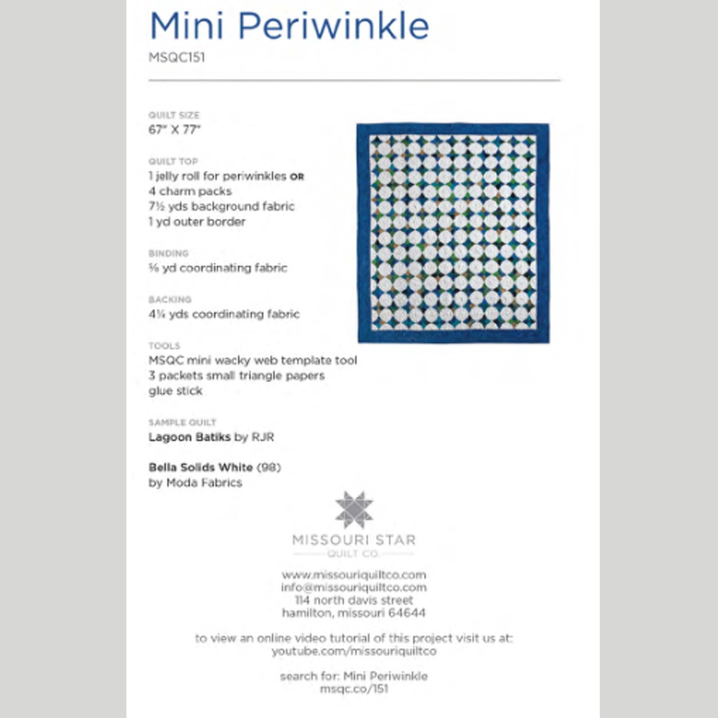 Digital Download - Mini Periwinkle Quilt Pattern by Missouri Star Alternative View #1