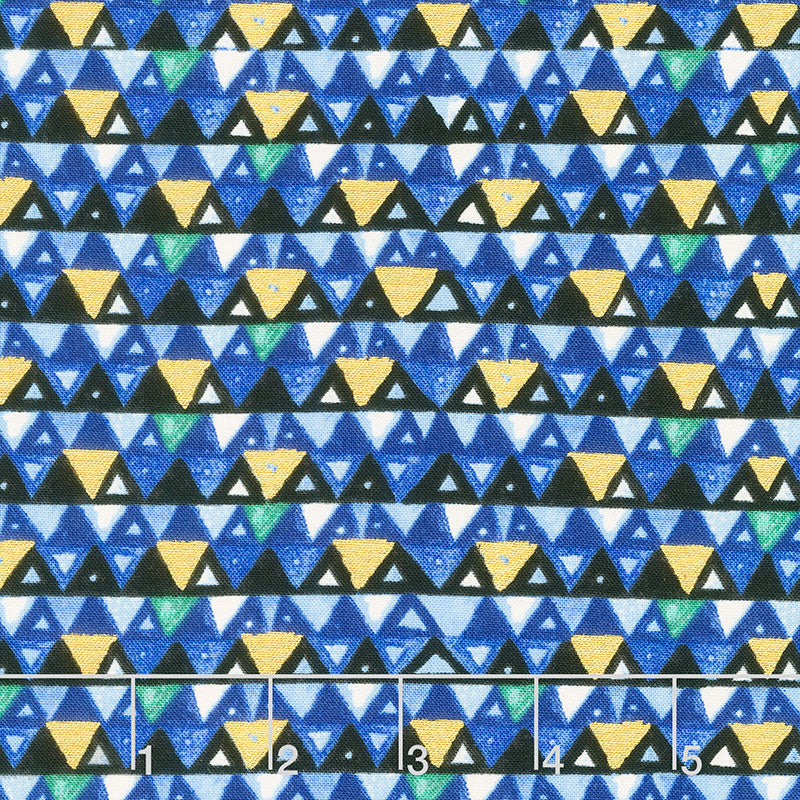 Gustav Klimt - Triangles Sapphire Metallic Yardage Primary Image
