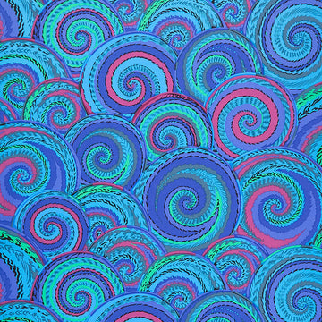 Kaffe Fassett Collective Tides - Curly Baskets Cobalt Yardage Primary Image