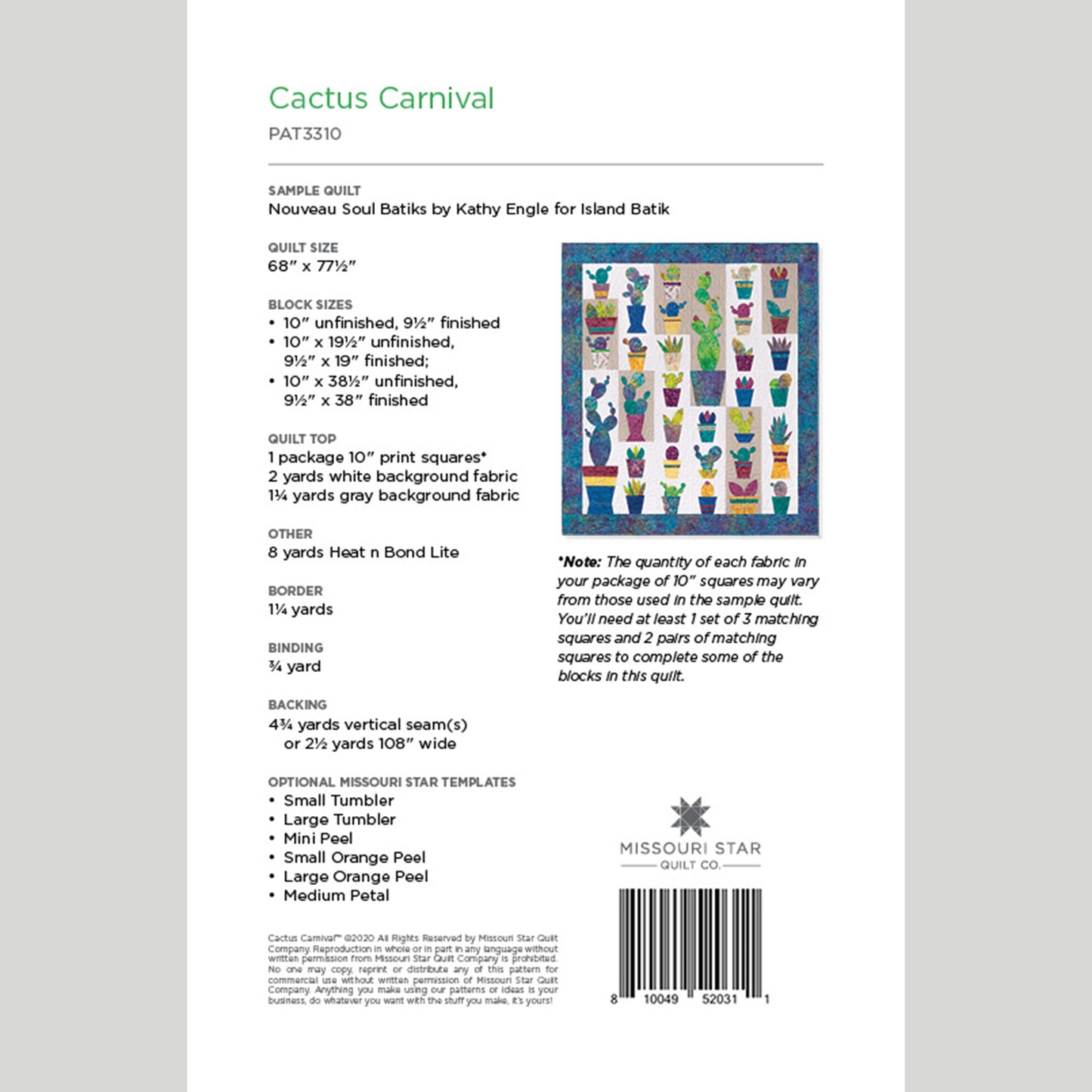 Digital Download - Cactus Carnival Quilt Pattern by Missouri Star Alternative View #1