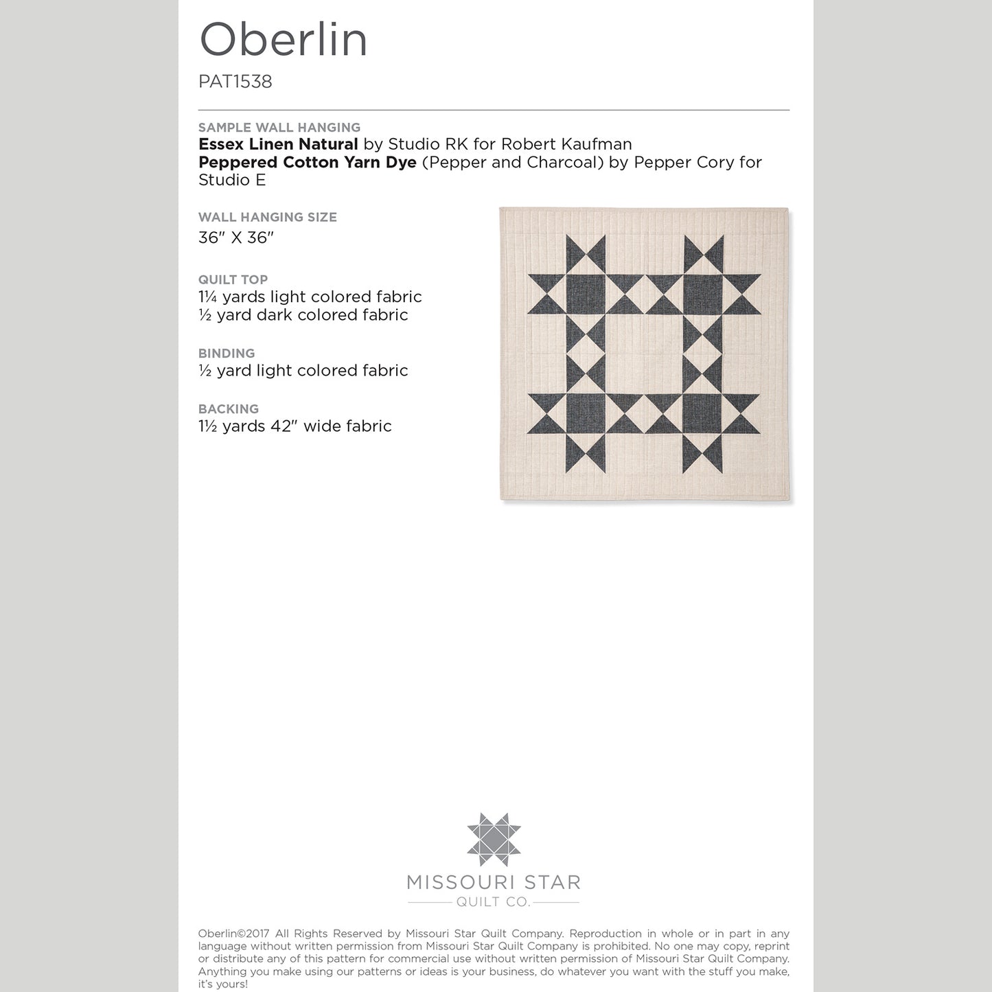 Digital Download - Oberlin Quilt Pattern by Missouri Star Alternative View #1