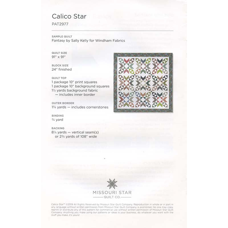 Calico Star Pattern by Missouri Star