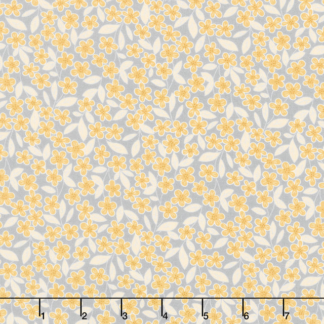 Birds and Bees - Flowers Gray Yardage Primary Image