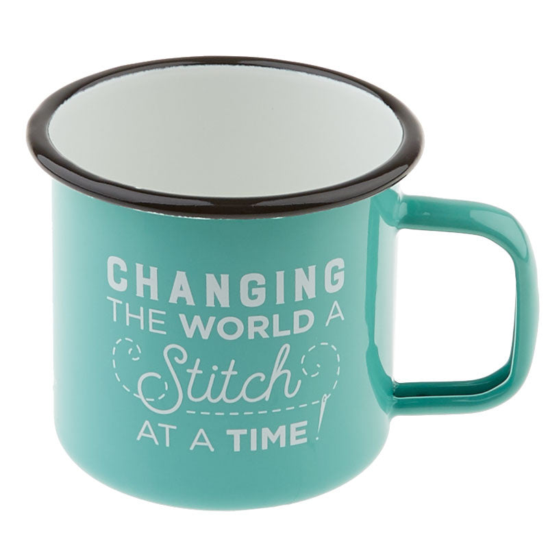Changing the World, A Stitch at a Time - Enamel Mug Alternative View #1