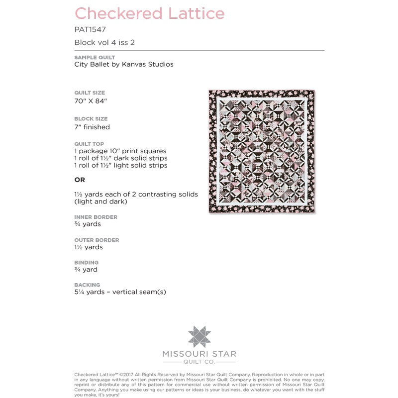 Checkered Lattice Quilt Pattern by Missouri Star
