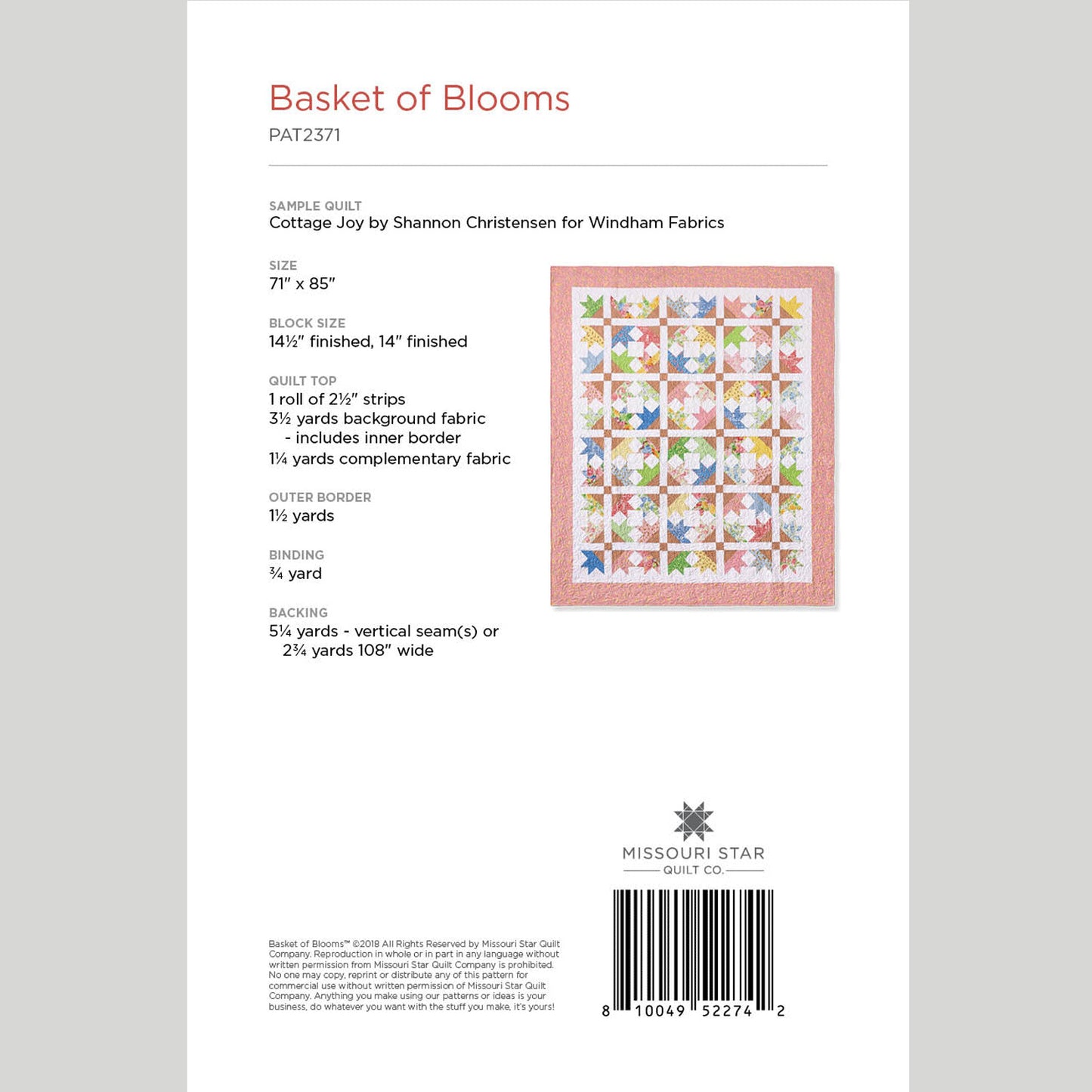 Digital Download - Basket of Blooms Quilt Pattern by Missouri Star Alternative View #1