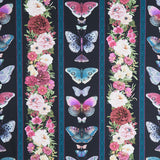 Midnight Garden - Floral Repeating Stripe Multi Yardage Primary Image