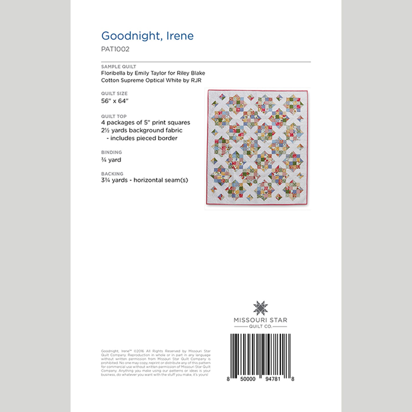 Digital Download - Goodnight, Irene Quilt Pattern by Missouri Star Alternative View #1