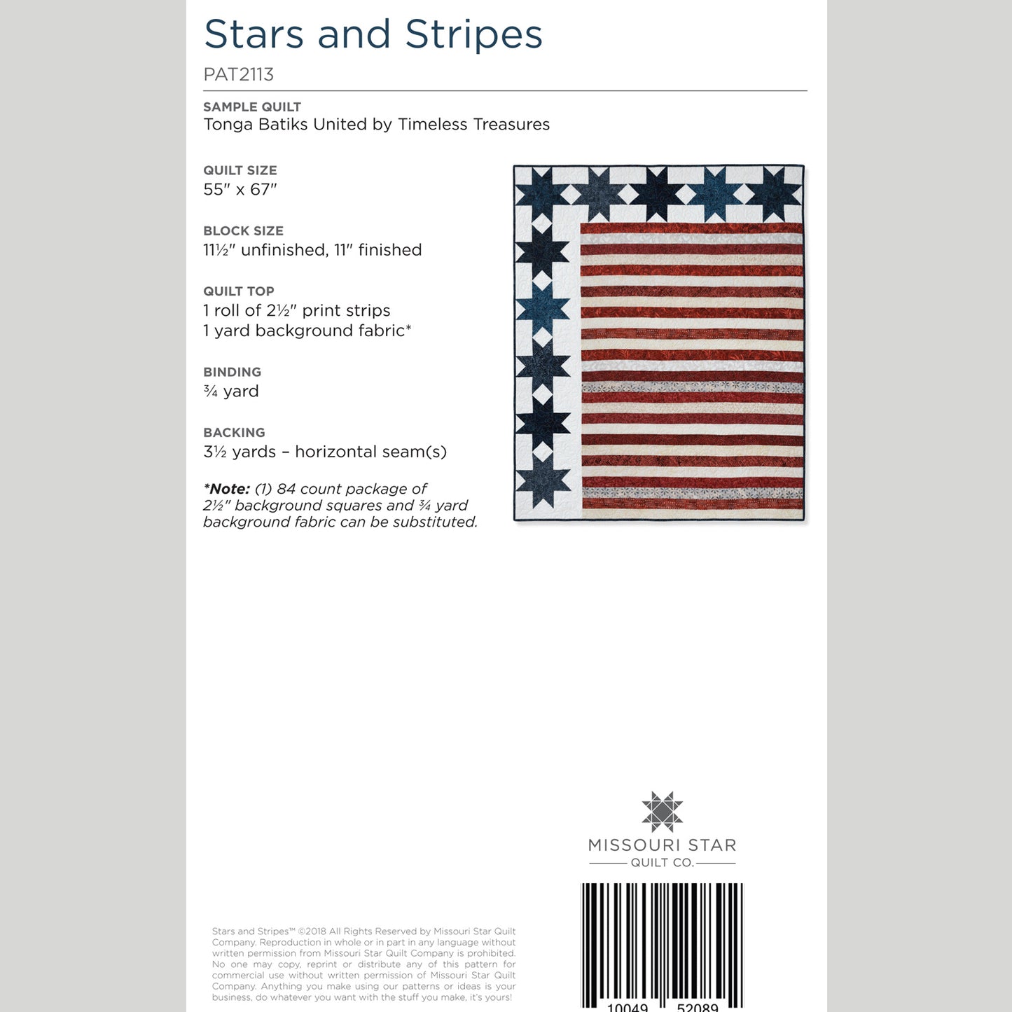 Digital Download - Stars and Stripes Quilt Pattern by Missouri Star Alternative View #1