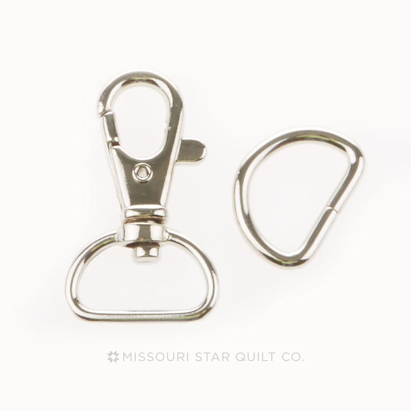 D Ring and Swivel Clip Nickel 1ct - 3/4"