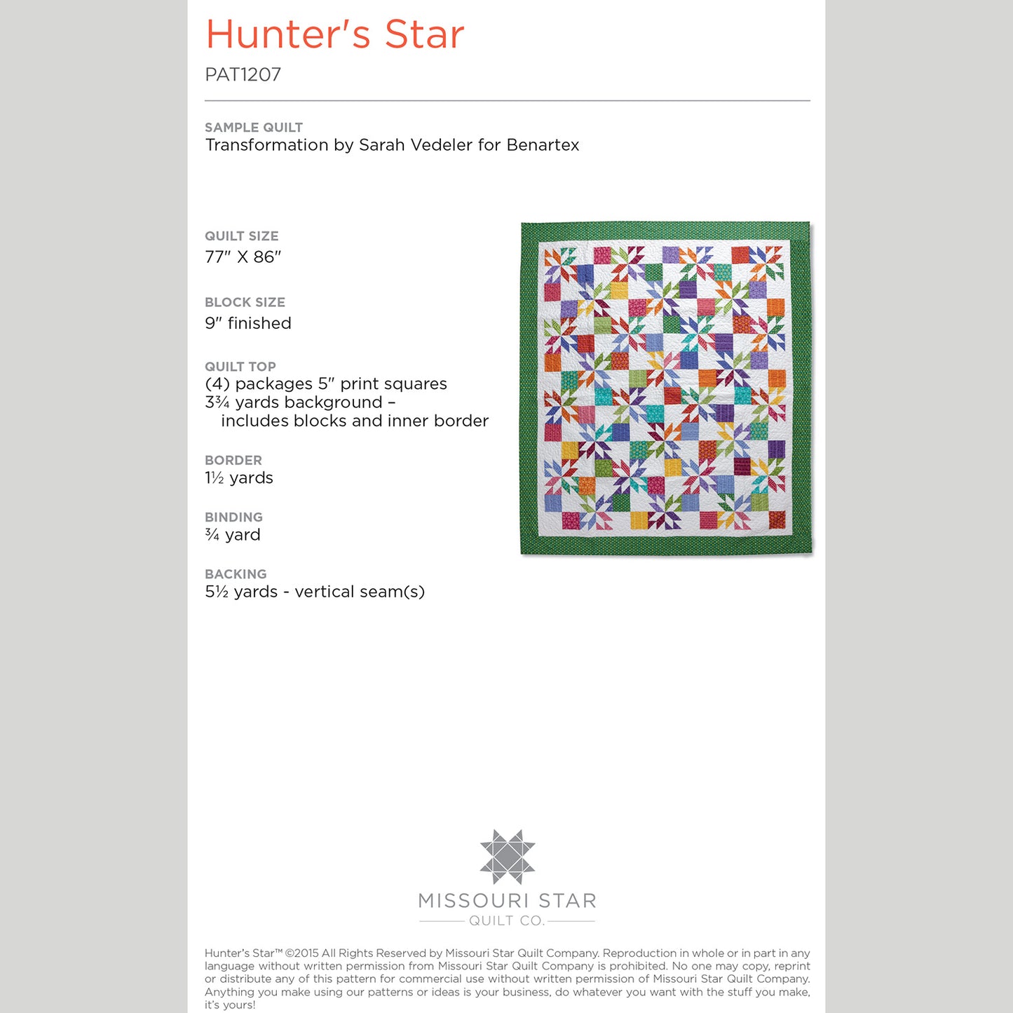 Digital Download - Hunter's Star Quilt Pattern by Missouri Star Alternative View #1