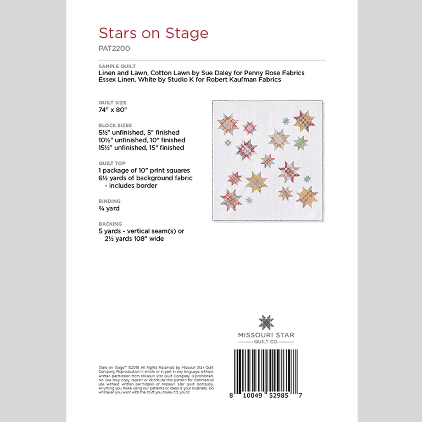 Digital Download - Stars on Stage Quilt Pattern by Missouri Star Alternative View #1
