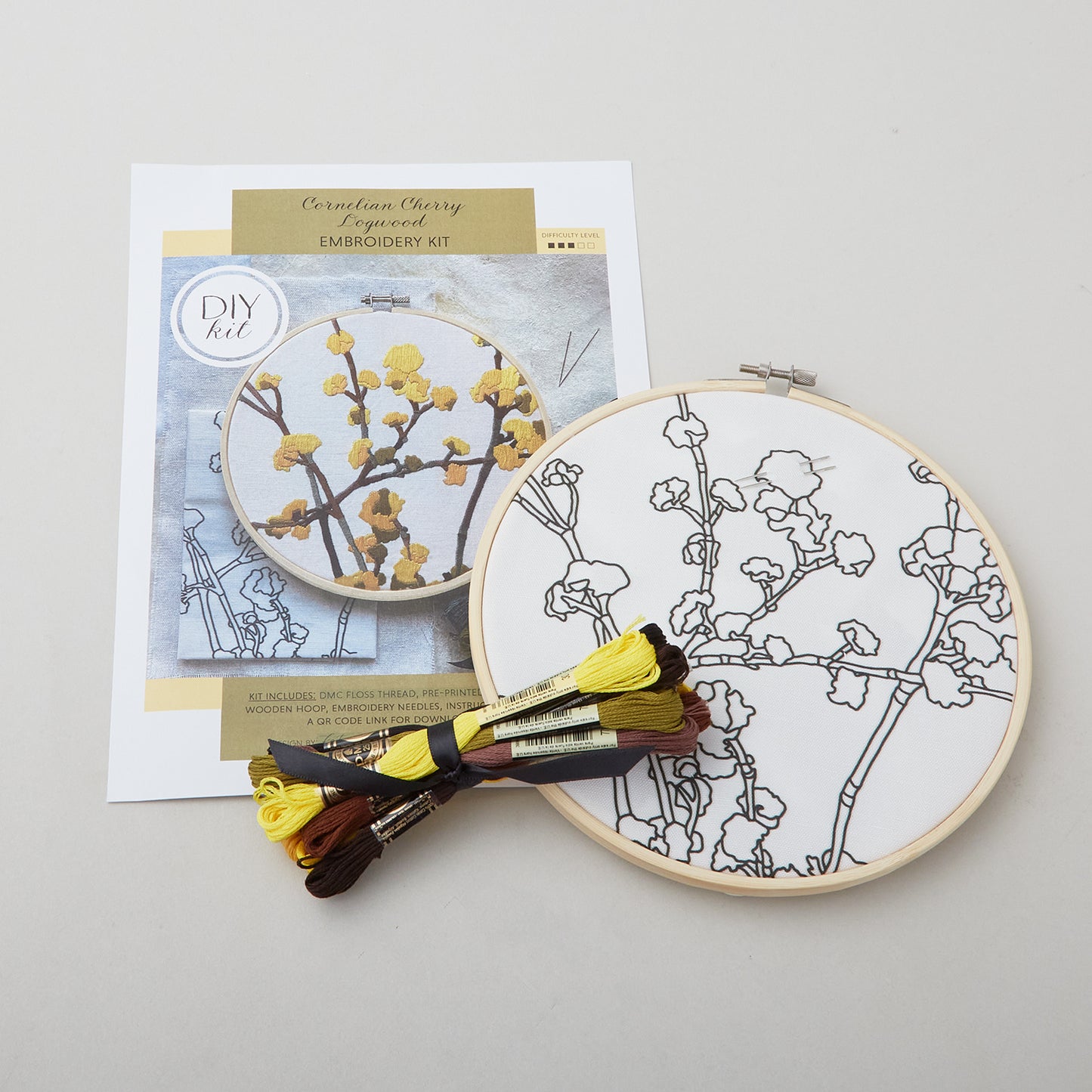 Cornelian Cherry Dogwood Botanical Embroidery Kit Alternative View #1