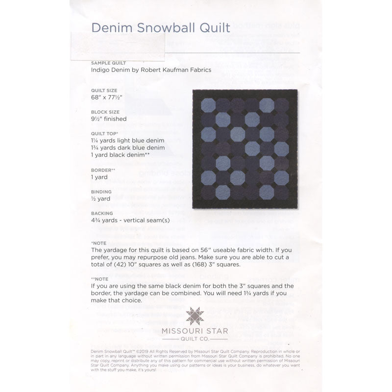 Denim Snowball Quilt Pattern by Missouri Star Alternative View #1