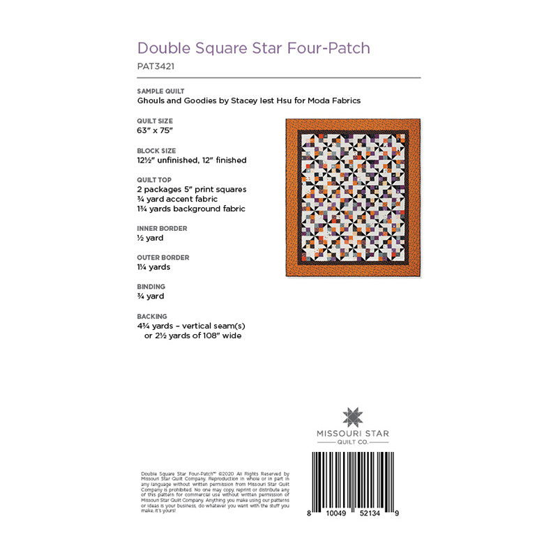 Double Square Star Four-Patch Quilt Pattern by Missouri Star