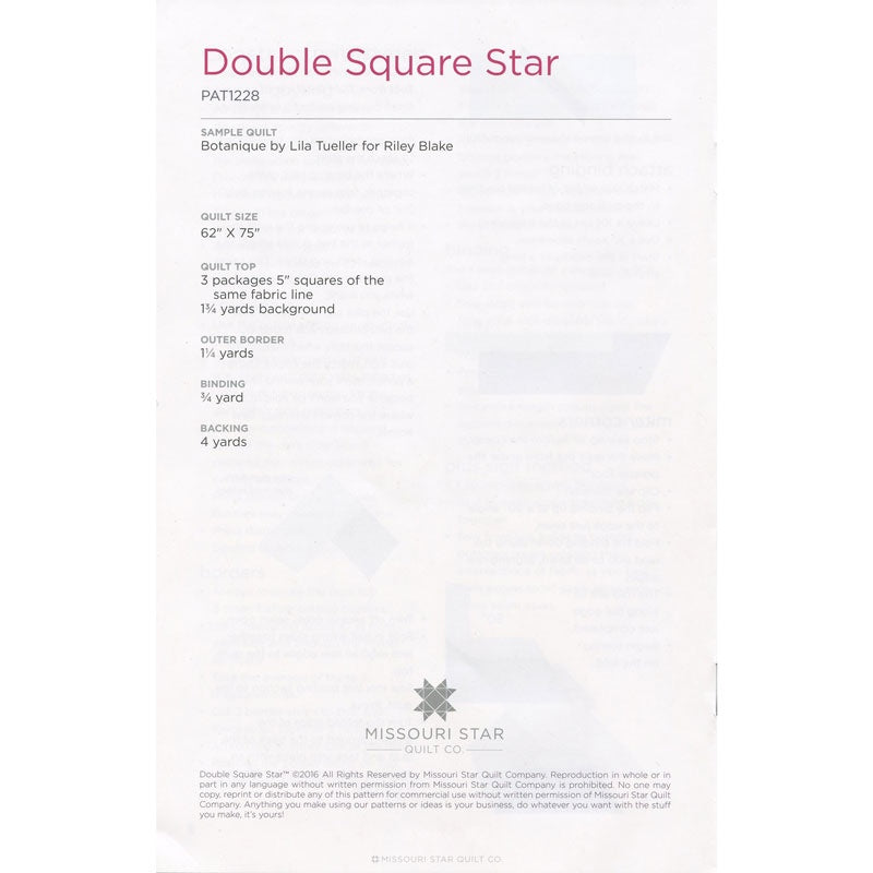 Double Square Star Pattern by Missouri Star