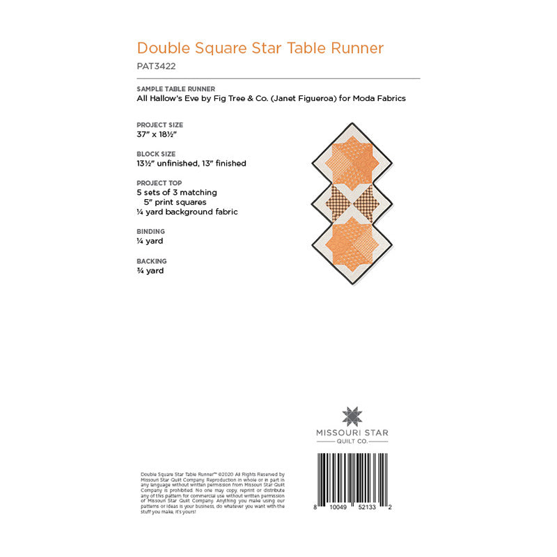 Double Square Star Table Runner Quilt Pattern by Missouri Star Alternative View #1