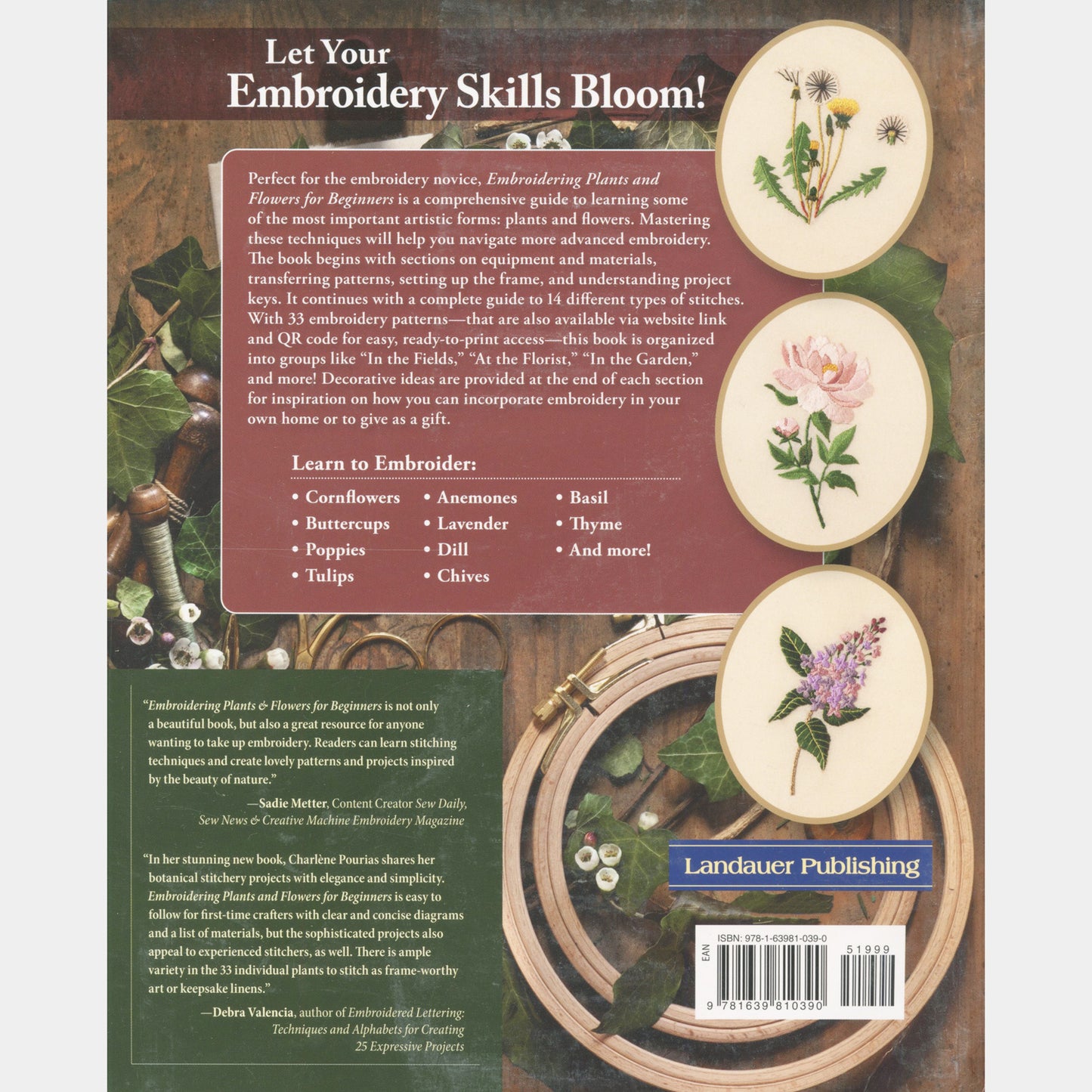 Embroidering Plants and Flowers for Beginners Book Alternative View #1