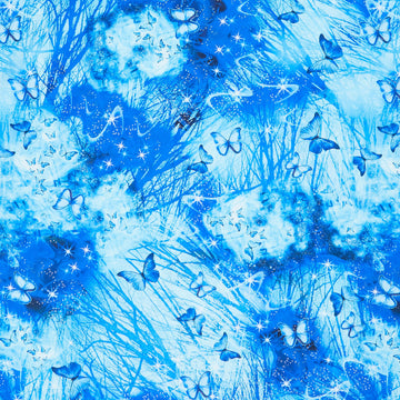Extra Wide Backings - Bright Night Butterflies Turquoise 108" Wide Backing Primary Image
