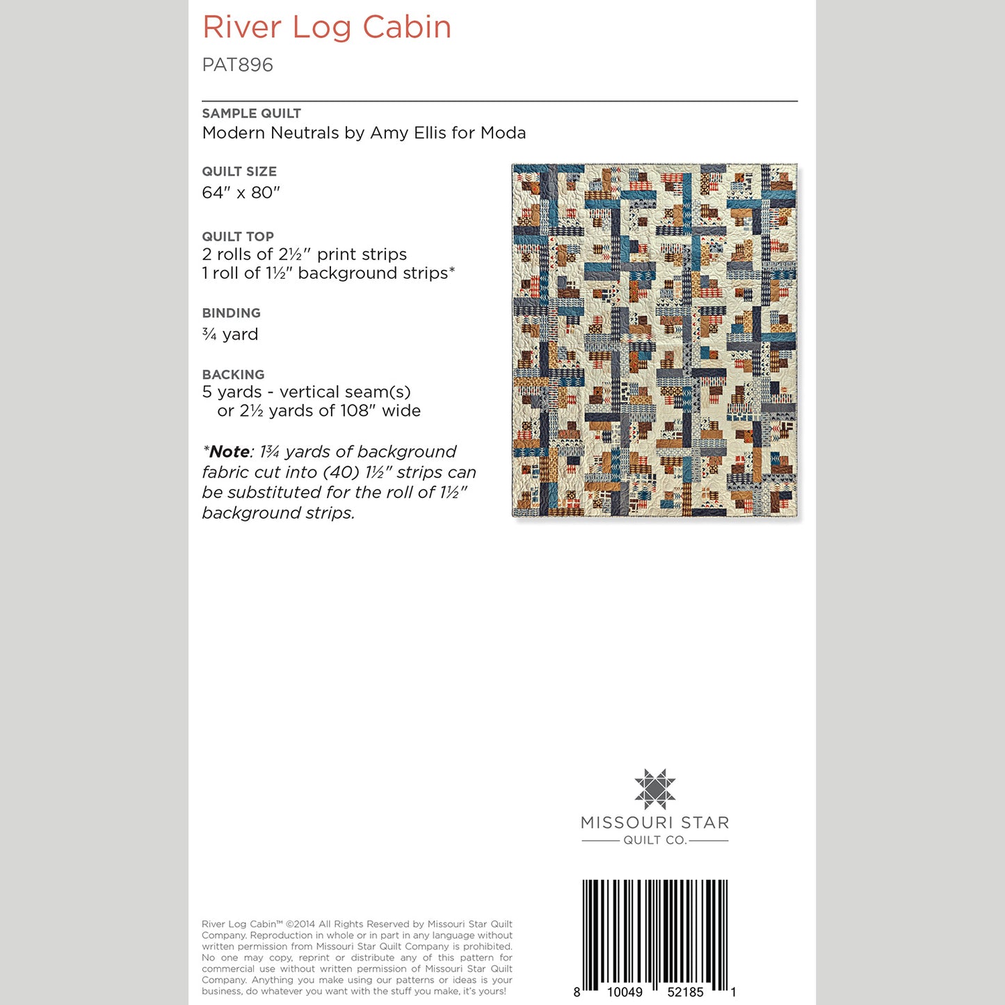 Digital Download - River Log Cabin Quilt Pattern by Missouri Star Alternative View #1
