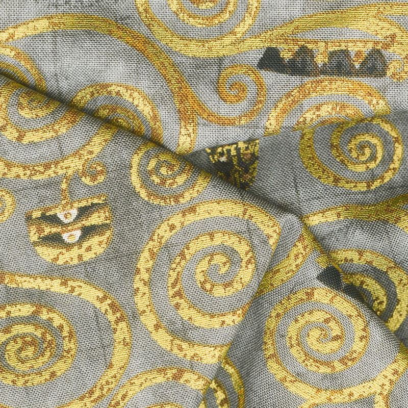 Gustav Klimt - Swirls Charcoal Metallic Yardage Alternative View #1