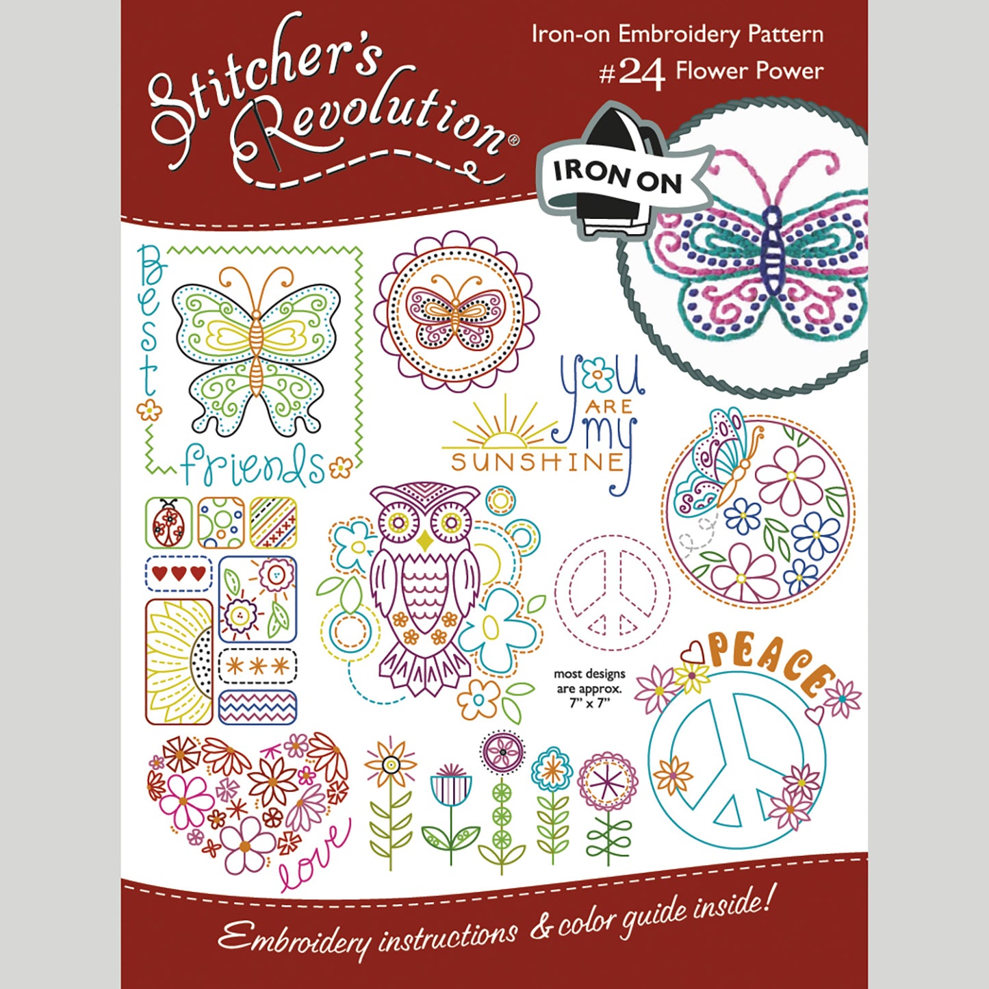 Stitcher's Revolution Flower Power Iron-On Embroidery Pattern Primary Image