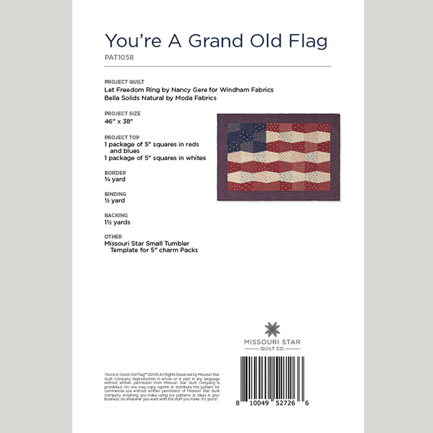 Digital Download - You're a Grand Old Flag Pattern by Missouri Star Alternative View #1