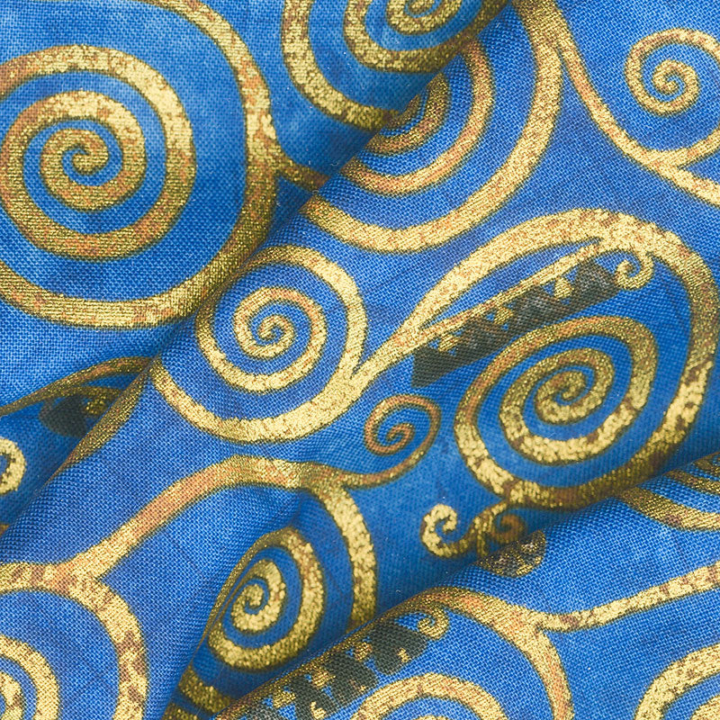 Gustav Klimt - Swirls Cobalt Metallic Yardage Alternative View #1