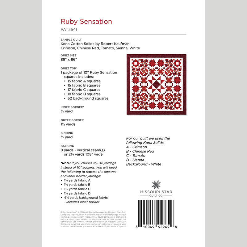 Digital Download - Ruby Sensation Quilt Pattern by Missouri Star Alternative View #1