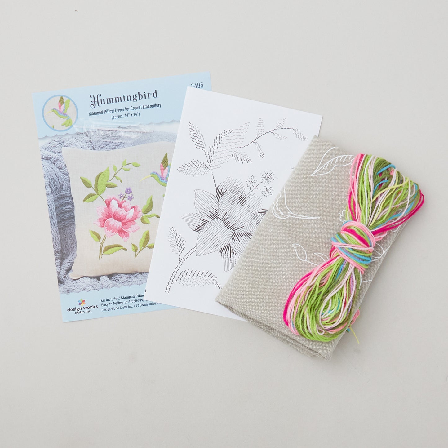 Hummingbird Crewel Embroidery Pillow Kit Alternative View #1