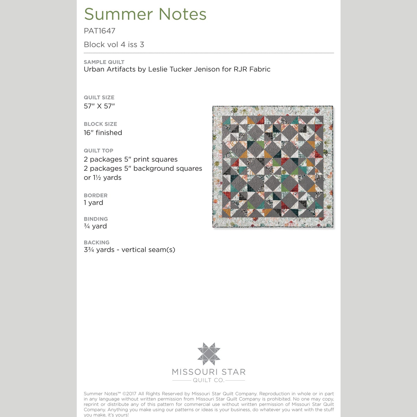Digital Download - Summer Notes Pattern by Missouri Star Alternative View #1