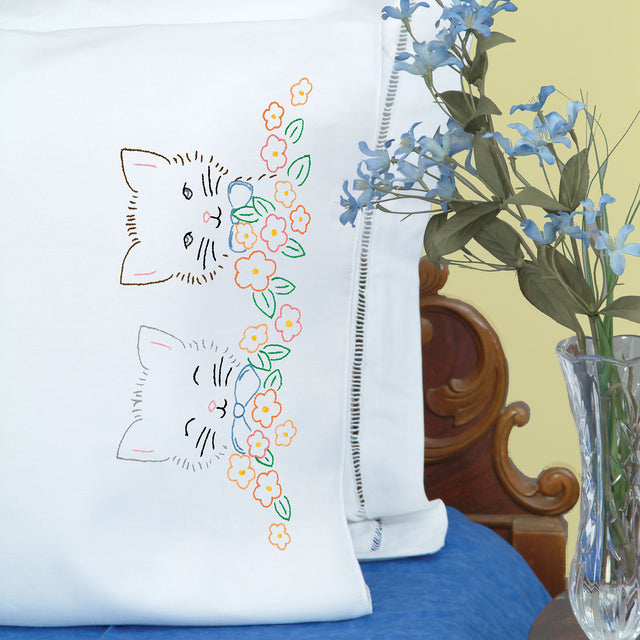 Kittens Embroidery Pillowcase Set Primary Image