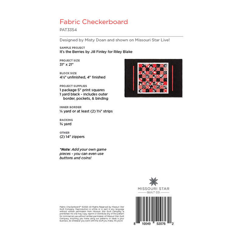 Fabric Checkerboard Quilt Pattern by Missouri Star Alternative View #1
