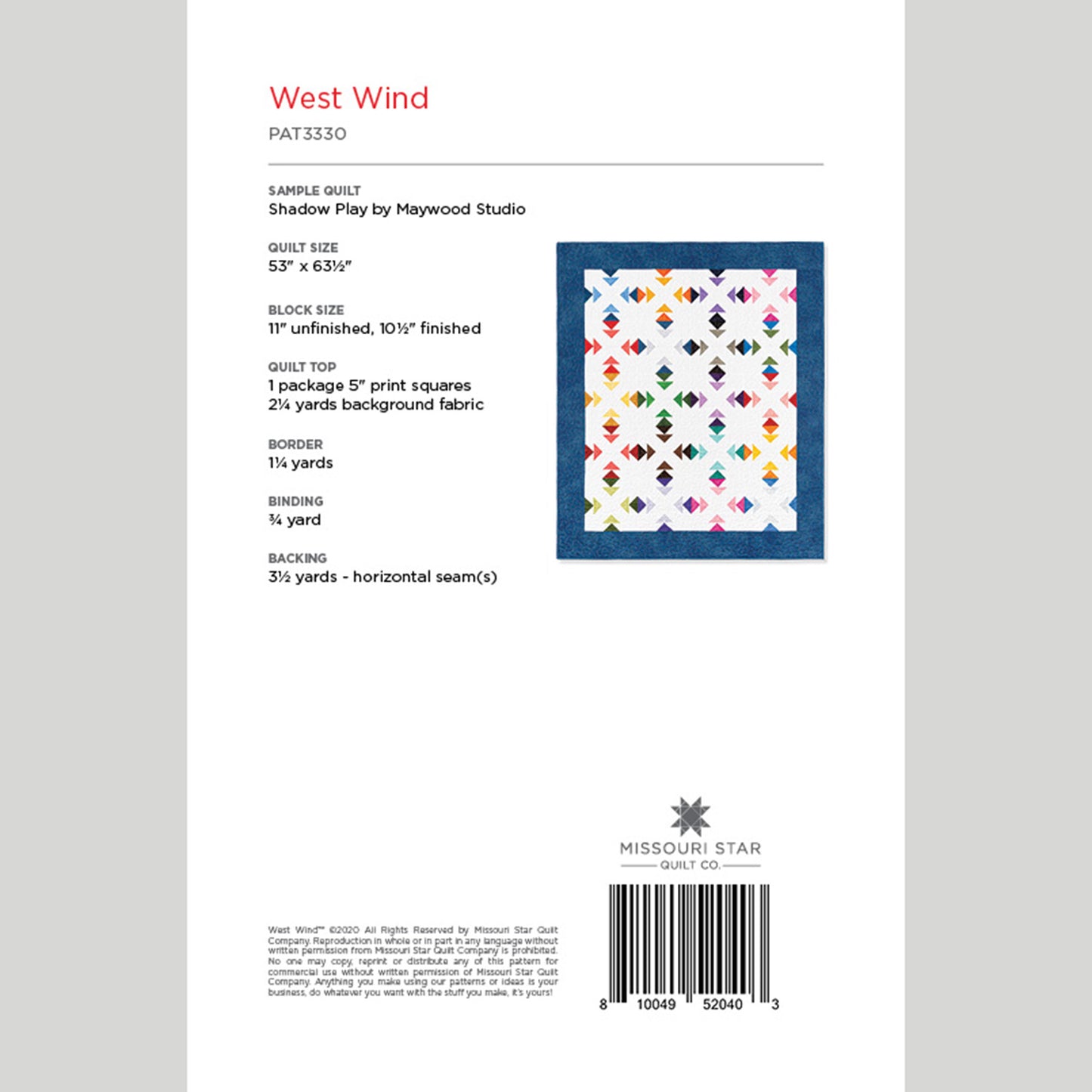 Digital Download - West Wind Quilt Pattern by Missouri Star Alternative View #1