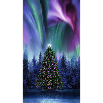 Winter Solstice - Christmas Tree Under Aurora Borealis Multi Panel Primary Image