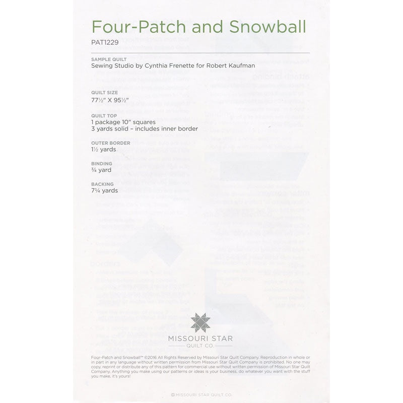Four Patch and Snowball Pattern by Missouri Star